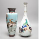 Two Japanese cloisonné enamel vases, tallest 36.5cm, Meiji period