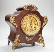 A late 19th century American brass mounted mahogany mantel clock, height 27cm