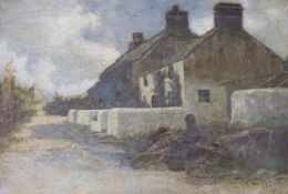 John H. Tyson (fl.1886-1905), oil on canvas, Lobster pot maker beside cottages, signed and dated '