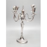 A 19th century plated candelabra, 40cm