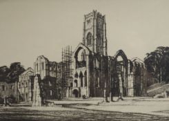 Henry Rushbury (1889-1968), etching, Abbey Ruins, signed, 22 x 31cm