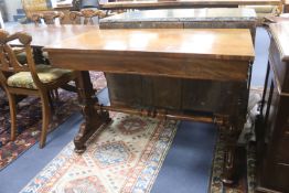 An early Victorian rectangular mahogany centre table fitted end drawers, width 105cm, depth 54cm,
