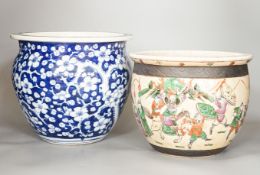 Two 19th century Chinese porcelain fish bowls, largest 26.5 cm diameter