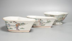 Three various late 19th century Chinese famille rose dishes 20cm