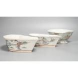 Three various late 19th century Chinese famille rose dishes 20cm