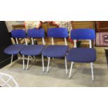 Friso Kramer and Wim Rietveld for Hay & Ahrend, a set of four blue aluminium chairs