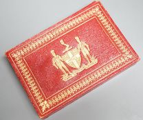Two packs of Edwardian Royal commemorative playing cards with red morocco leather case, gilt