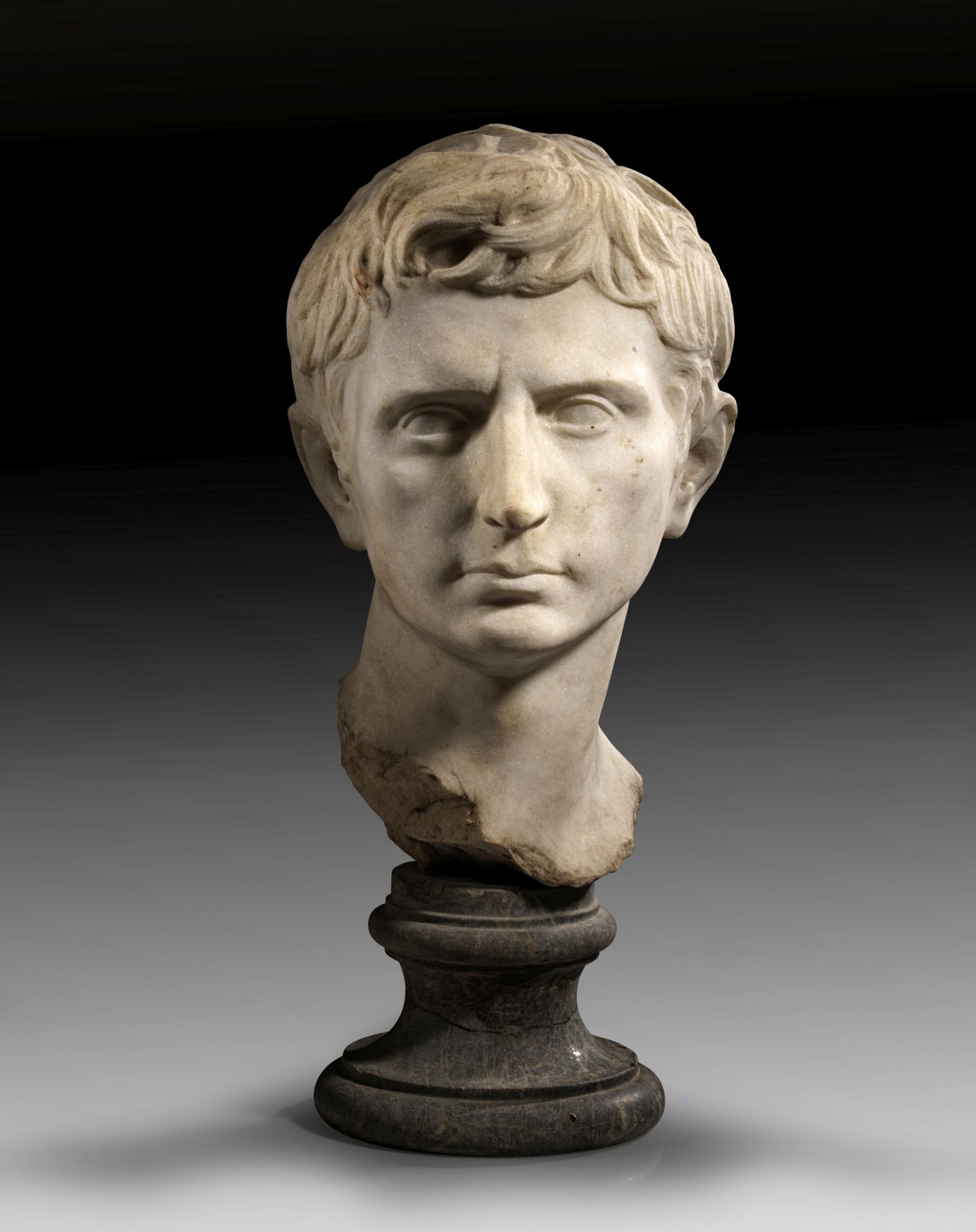 19th century marble portrait of Augustus.
