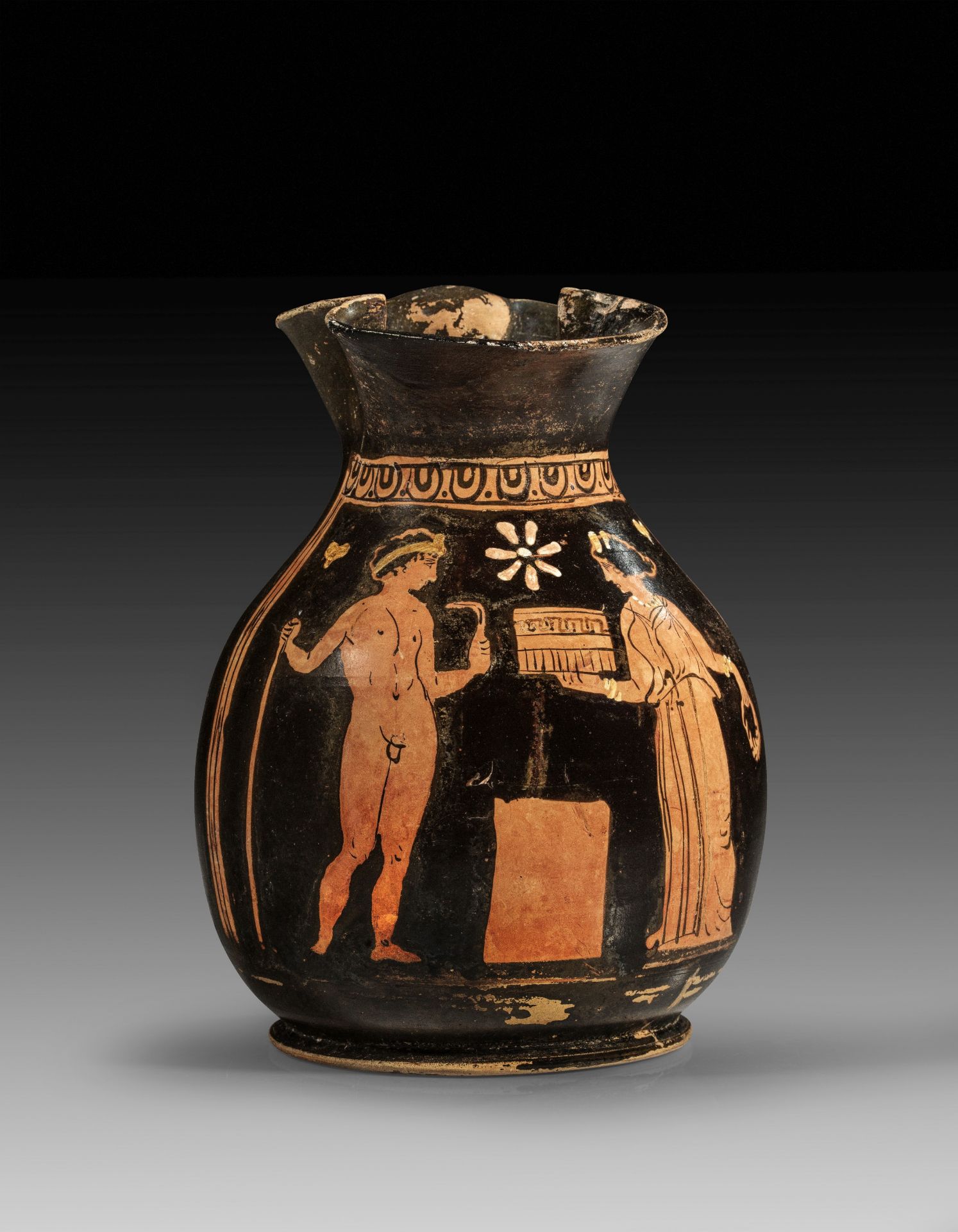 Apulian red-figure chous of the Choes Painter.