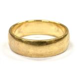 A 9CT GOLD PLAIN WEDDING BAND the D profile band 6mm wide hallmarked 9ct gold, weighing approx. 5.