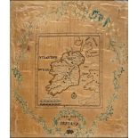 A WOVEN SILKWORK 'NEW MAP OF IRELAND' late 18th or early 19th century, with a Norwood scale of
