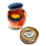A POOLE POTTERY 'VOLCANO' VASE FROM THE LIVING GLAZES COLLECTION 16.5cm high; together with a set of