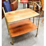 A TEAK DROP LEAF TROLLEY and a drop-leaf occasional table