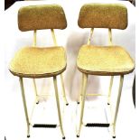A PAIR OF 1950S STEEL FRAMED BAR CHAIRS with original padded vinyl upholstery