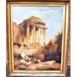 19TH CENTURY SCHOOL AFTER DAVID ROBERTS Baalbec - Ruins of the Temple of Bacchus oil on canvas