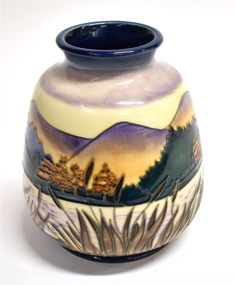 A LIMITED EDITION MOORCROFT POTTERY VASE IN THE 'SPIRIT OF THE LAKES' PATTERN commemorating the - Image 2 of 3
