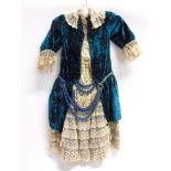 A VICTORIAN STYLE CHILD'S DRESS with lace trimming, 88cm long.