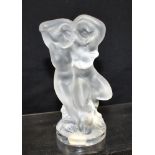 A LALIQUE CRYSTAL 'FAUNE' FIGURAL GROUP modelled as Pan and Diana embracing, engraved 'Lalique