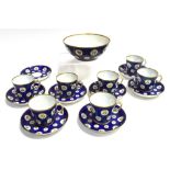 A COLLECTION OF CONTINENTAL COFFEE WARES comprising seven cups, eight saucers and a slop bowl,
