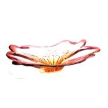 A LARGE MURANO ART GLASS BOWL 50cm wide, with original 'Murano MADE IN ITALY' sticker