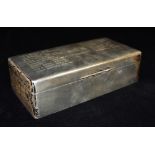 OF NAVAL INTEREST, A SILVER CIGARETTE BOX marked with HMS ship service from 1956-1977, of plain