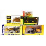 FIVE DIECAST MODEL PLANT VEHICLES by Joal (2), Britains (2), and Norscot (1), each mint or near