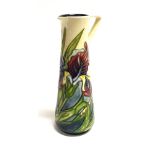 A MOORCROFT POTTERY 'BEARDED IRIS' PATTERN JUG designed by Rachel Bishop for the Moorcroft