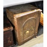 A VICTORIAN CAST IRON FLOOR SAFE 43cm wide 41cm deep 61cm high (key with staff)