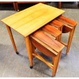 A MID-CENTURY BEECH NEST OF TABLES in the manner of Bertha Schaefer for M. Singer & Sons, comprising