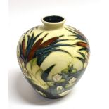 A MOORCROFT POTTERY 'LAMIA' PATTERN VASE of baluster form, tubelined decoration of bulrushes,