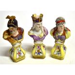THREE 19TH CENTURY KPM BERLIN PORCELAIN BUSTS modelled as 'Mars', 'Bellona' and 'Cybele', polychrome