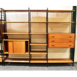 STAPLES LADDERAX: Three bays of sectional furniture, comprising four metal uprights 200cm high