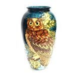 A LARGE LIMITED EDITION MOORCROFT POTTERY 'EAGLE OWL' VASE of ovoid form, designed by Sally