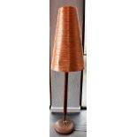 A 'RETRO' STANDARD LAMP with large orange shade, 156cm high overall