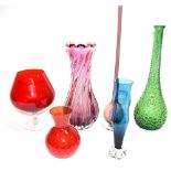 A GROUP OF ITALIAN ART GLASS including Carlo Moretti, Murano etc. the largest item 51cm high (6)