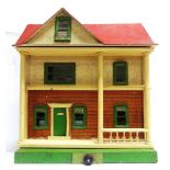 A DOLL'S HOUSE of part rendered and part brick-papered wooden construction, the side-hinged front