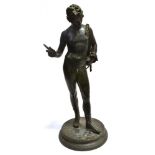 SABATINO, NAPLES: A 19TH CENTURY BRONZE FIGURE OF BACCHUS standing naked in contrapposto pose,