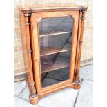A VICTORIAN WALNUT PIER CABINET with foliate marquetry inlay, the pilasters with carved