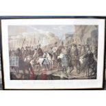 19TH CENTURY - A LARGE VIENNESE PRINT OF 'THE COSSACKS CROSSING THE URALS JULY 1799' 94cm wide.