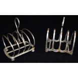 TWO SILVER TOAST RACKS both four slice, one of arch design, Sheffield 1904, the other of oval