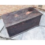 A PINE BLANKET BOX with candle box to interior, 98cm wide 48cm deep 43cm high