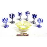 ASSORTED MINIATURE COLLECTABLES comprising a set of four doll's house glass goblets, possibly