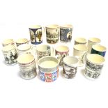 A COLLECTION OF ASSORTED WEDGWOOD AND OTHER COMMEMORATIVE MUGS including Guyatt London mug,
