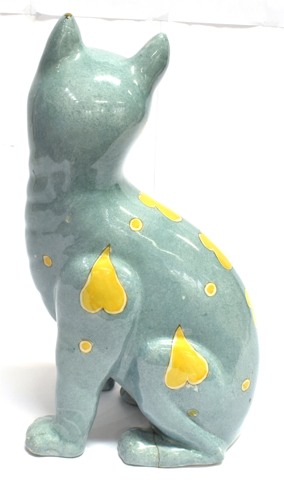 A FAIENCE POTTERY FIGURE OF A SEATED CAT IN THE MANNER OF GALLE unmarked but probably Mosanic, - Image 2 of 3