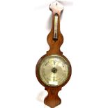 A VICTORIAN MAHOGANY CASED BANJO BAROMETER/THERMOMETER the 10' silvered dial signed 'Cox Devonport