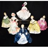 SIX ROYAL DOULTON FIGURES: HN2698 'Sunday Best', HN3709 'Rose', HN2315 'The Last Waltz', HN2312 '