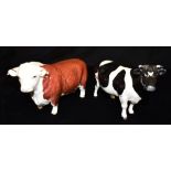 A BESWICK HEREFORD BULL 'CH of Champions'; together with a Holstein cow, 'Ch Claybury Leegwater' (2)