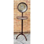 VICTORIAN MAHOGHANY GENTLEMAN'S ADJUSTABLE SHAVING STAND, raised on arched shaped tripod, with