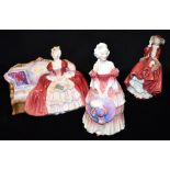 A ROYAL DOULTON GROUP HN1997 'BELLE OF THE BALL' and two further Doulton figures HN1834 'Top o'the