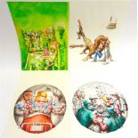 JON MILLER (BRITISH, CONTEMPORARY) Nine assorted original book illustrations, mixed media, unsigned,